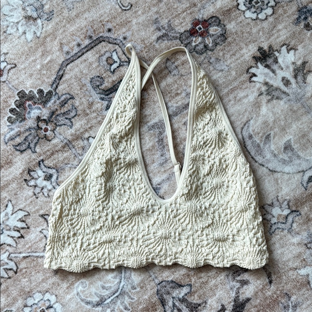 Three Bird Nest Floral Scoop Neck Bralette - Ivory